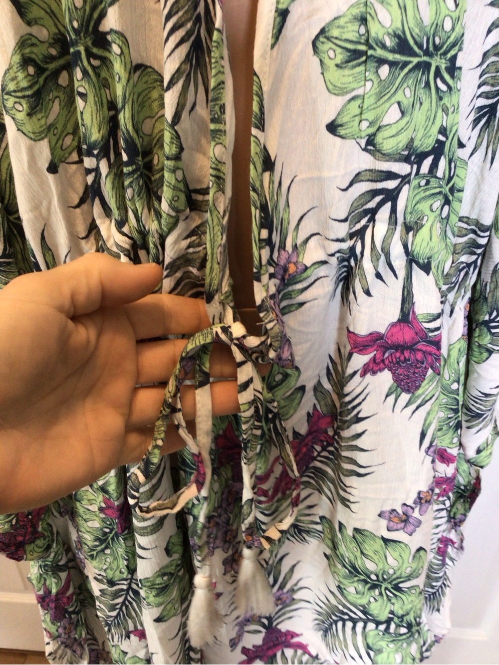 Wave Zone Plus Size 2X/3X Tropical Kimono Coverup Drawstring Beach Boho. - Picture 5 of 12